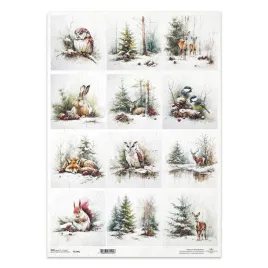 papier-ryzowy-do-decoupage-a3-sowa-lis-zima-r1700l-itd-collection