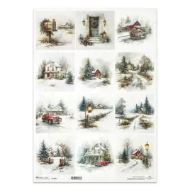 papier-ryzowy-do-decoupage-a3-dom-zima-auto-r1702l-itd-collection
