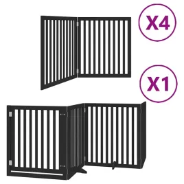 skladana-bramka-dla-psa-z-drzwiami-12-paneli-czarna-960-cm