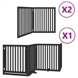 skladana-bramka-dla-psa-z-drzwiami-8-paneli-czarna-640-cm