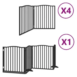 skladana-bramka-dla-psa-z-drzwiami-12-paneli-czarna-960-cm