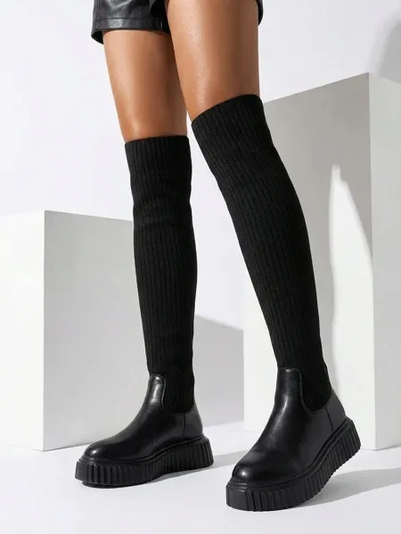 Royalfashion Damskie wsuwane kozaki za kolano Hesoppel RB143 czarne r. 39