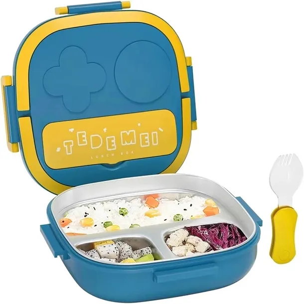 Pojemnik na jedzenie lunchbox 500ml 3 szczelny stal 304 sztućce hermetyczny