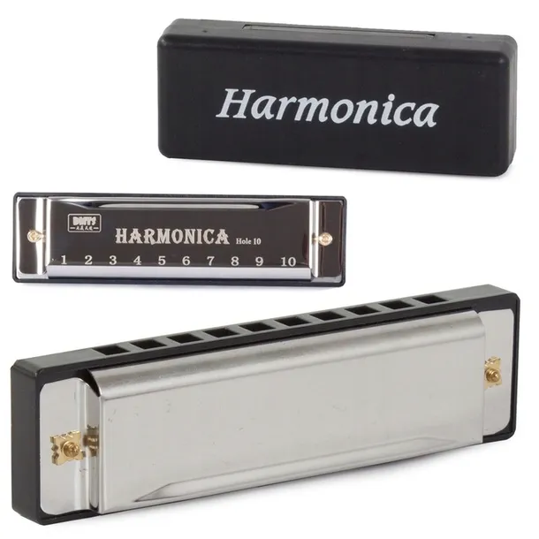 Harmonika harmonijka ustna z etui dla początkujących instrument