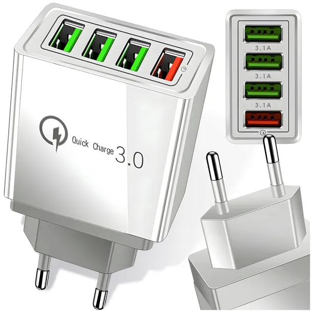 SZYBKA ŁADOWARKA SIECIOWA 4X USB QUICK CHARGE 3.0 ZASILACZ KOSTKA TELEFONU