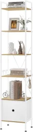 regal-stojacy-na-ksiazki-5-polek-szuflada-loft-waski-187-cm