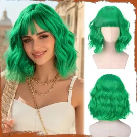 peruka-krotka-falowana-30cm-do-cosplay-zielone-wlosy-krotkie-z-grzywka