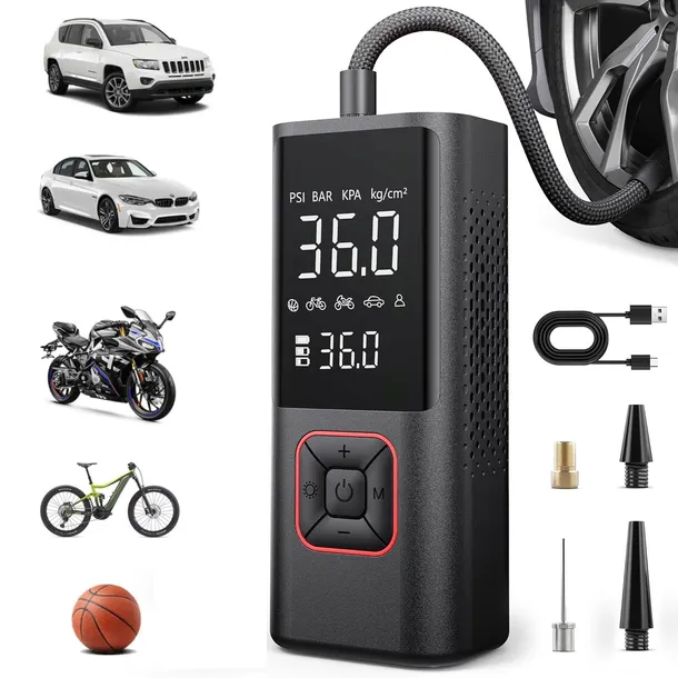 Kompresor Samochodowy LED Mini Pompka Rowerowa Piłki Inflator Opon Mobilny