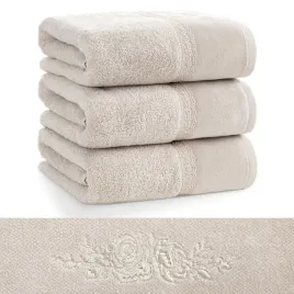 recznik-bawelniany-sisi-50x90-bezowy-frotte-bordiura-z-roza