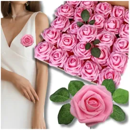sztuczne-roze-kwiaty-25szt-bukiet-roz-dekoracyjne-do-wazonu-slub-rozowe