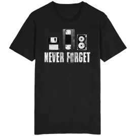 never-forget-koszulka-kaseta-vhs-dyskietka-retro