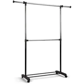 amazon-basics-wieszak-na-ubrania-regulowany-na-kolkach-chrom-915-145-cm