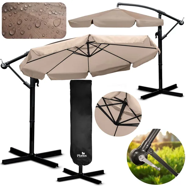 PARASOL OGRODOWY DUŻY SKŁADANY Z WYSIĘGNIKIEM FALBANĄ SOLIDNY Ø 350 CM