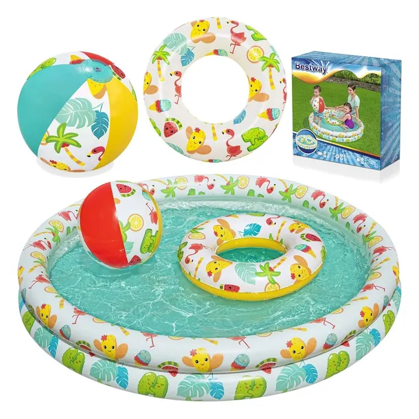 Dmuchany basen basenik dla dzieci okrągły do ogrodu piłka 122x20cm Bestway