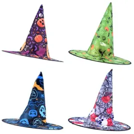 czarownica-kapelusz-halloween-wiedzma-stroj-rozne-wzory-zestaw-4szt