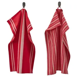 ikea-vinterfint-scierka-recznik-swiateczny-czerwony-w-paski-2-szt