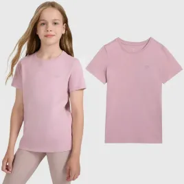 koszulka-dziewczeca-4f-t-shirt-bawelna-okragly-casual-dekolt-jasny-roz-128
