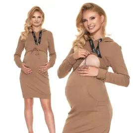 sukienka-do-karmienia-ciazowa-sportowa-z-kapturem-przed-kolano-latte-xxl