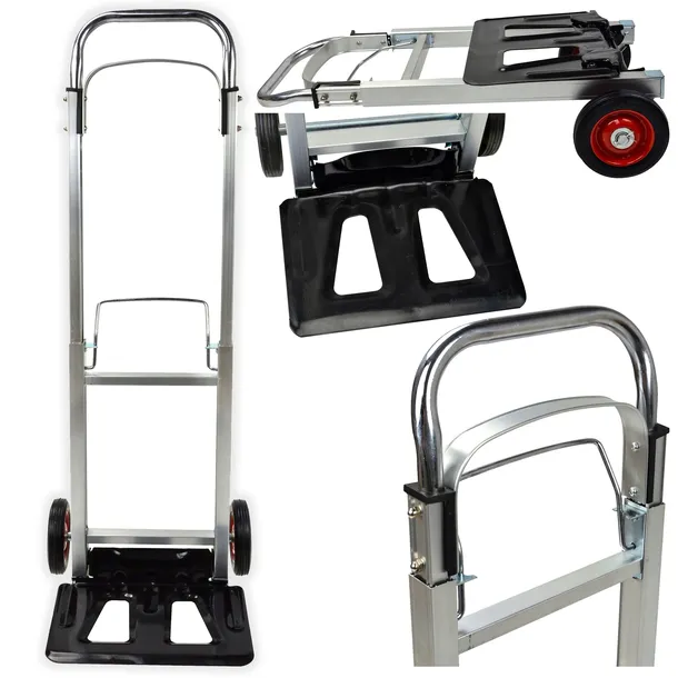 WÓZEK TRANSPORTOWY ALUMINIOWY SKŁADANY 90 KG RĘCZNY MAGAZYNOWY ALU