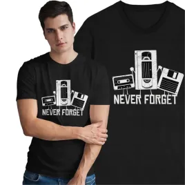 koszulka-never-forget-retro-vintage-dyskietka-vhs-kaseta-walkman