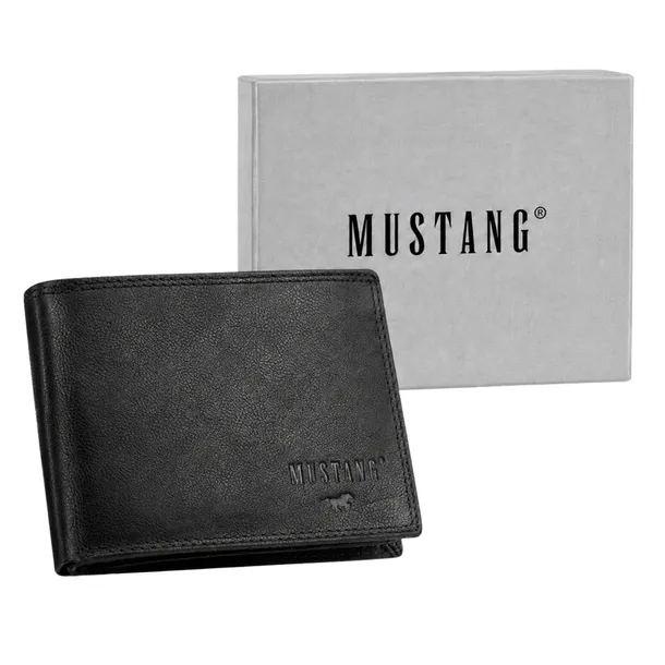 Portfel Męski Mustang Skórzany Poziomy RFID Stylowy Modny Prezentowy