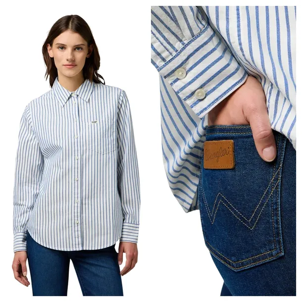 Koszula Damska Wrangler 1 Pkt Shirt Niebieska Na Co Dzień XL