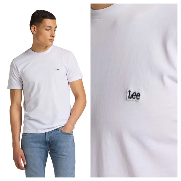 Koszulka Męska Lee SS Patch Logo Tee Biała Bawełniana Regular Fit L