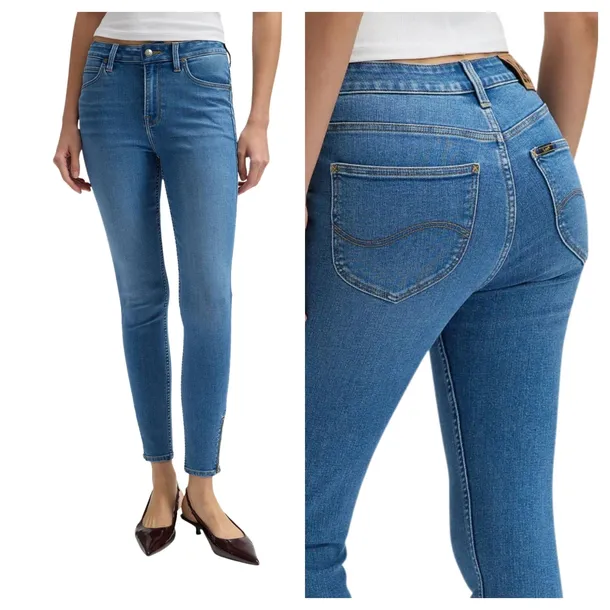 Spodnie Damskie Lee Scarlett High Niebieskie Jeansy Rurki W30 L29