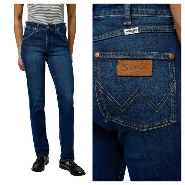 Spodnie Damskie Wrangler Piper Niebieskie Jeansy Klasyczne Proste W27 L30