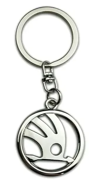 Brelok breloczek do kluczy z logo SKODA chromowany.