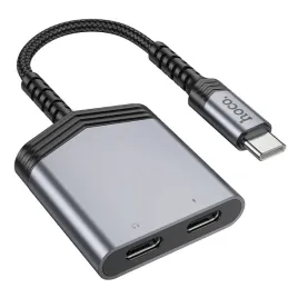 hoco-adapter-aux-2w1-typ-c-do-2-x-typ-c-27w-ls40-szary