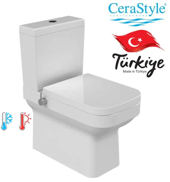 Kompakt WC z funkcją bidetu +bateria CIEPŁA/ZIMNA;34,5x62x76,5cm pion/pozio