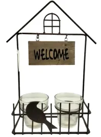 swiecznik-domek-metal-welcome-braz-z-ptaszkiem-17x9x29