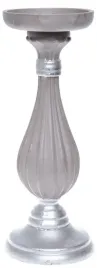 swiecznik-drewniany-szaro-srebrny-28cm