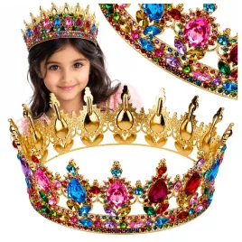 metalowy-diadem-z-klejnotami-korona-tiara-krolowej-kolorowe-kamienie-125cm