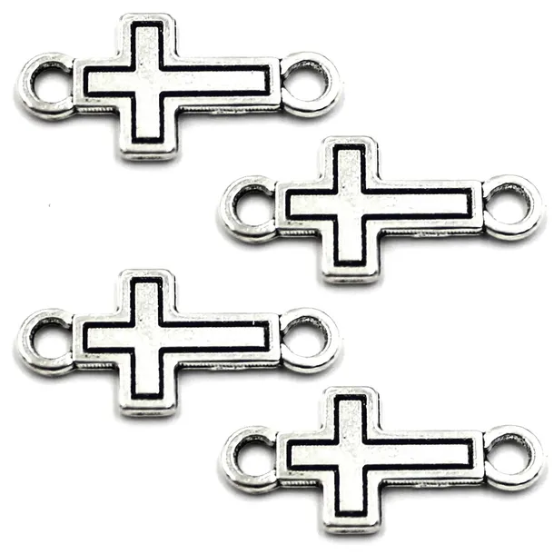 ŁĄCZNIK KRZYŻ KRZYŻYK DO BRANSOLETEK BIŻUTERII MEAL 22x11mm 4szt