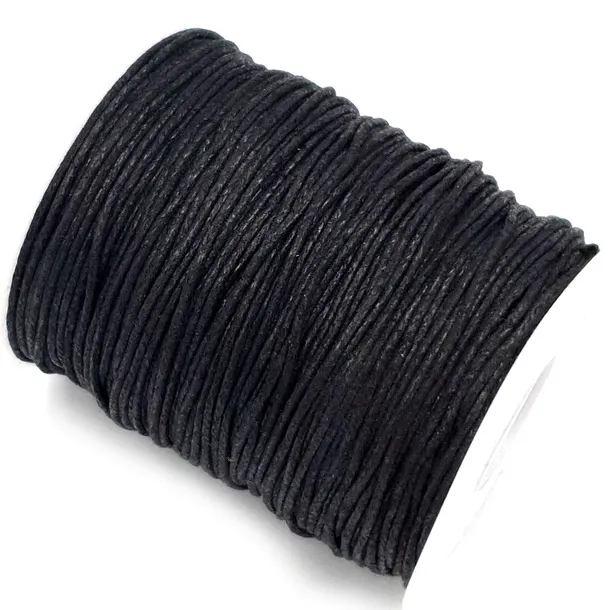 Sznurek Jubilerski Bawełna Bawełniany Woskowany Czarny 1mm 10m