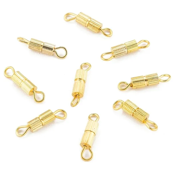 Zapięcie Skręcane Śrubowe do Biżuterii 14mm Mosiądz 7x3mm Złote 10szt