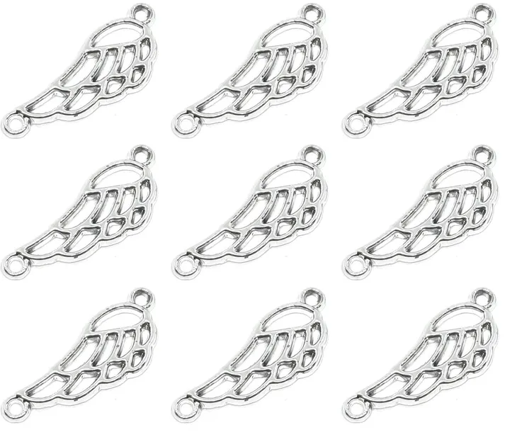 Łącznik do Bransoletek Zawieszka Ozdoba Skrzydło Skrzydła Metal Srebrne 9sz