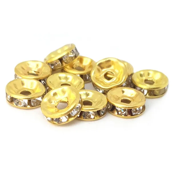 PRZEKŁADKI Z CYRKONIAMI CRISTAL ZŁOTY 8mm 10szt