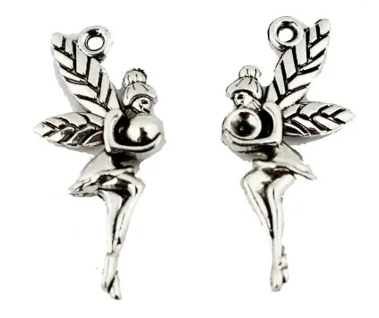 ZAWIESZKA WRÓŻKA 26x12x4mm kol. srebrny 4szt metal