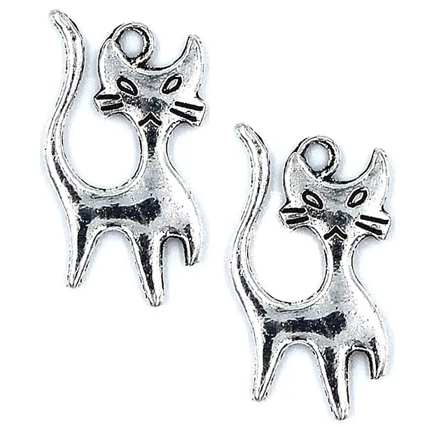 Zawieszka metalowa charms KOT KOTEK 22x13mm 2szt