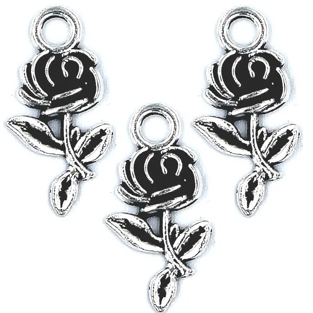 Zawieszka metalowa charms RÓŻA 21x10mm 3szt