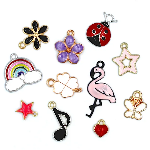 Zawieszki Metalowe Emaliowane Charms mix 10szt