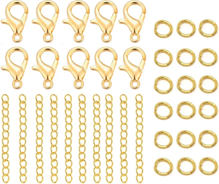 ZESTAW 40szt ZAPIĘCIA KARABIŃCZYKI, KÓŁECZKA OGNIWA, ŁAŃCUSZEK PRZEDŁUŻKA