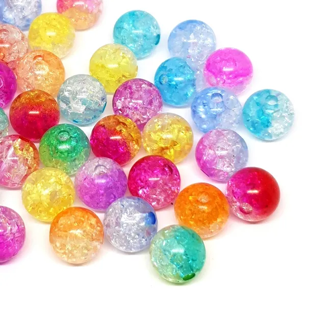 Koraliki Akrylowe Spękane Crackle 10mm Mix 20szt