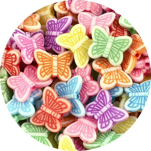 KORALIKI AKRYLOWE MOTYLKI MOTYLE MOTYL DO BIŻUTERII PASTELOWE 14mm MIX 50sz