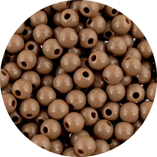 Koraliki Gładkie Klasyczne w Kształcie Kulki 6mm Akryl Brązowe 50szt