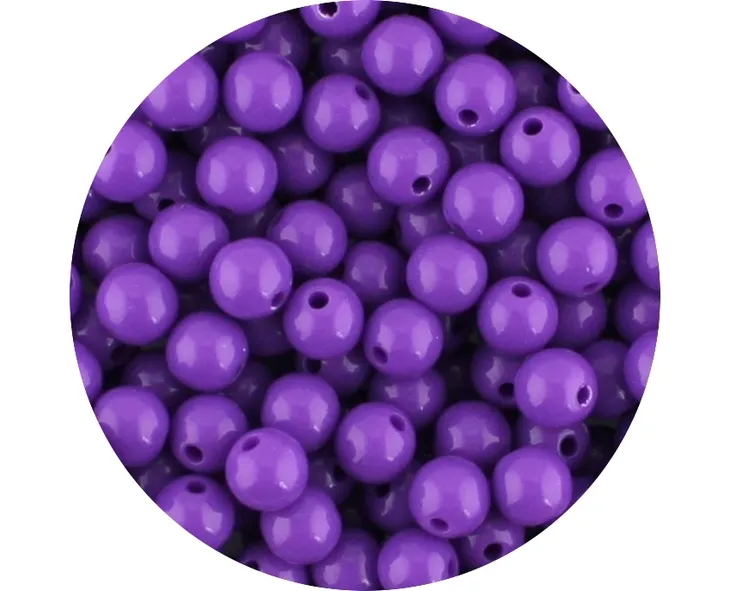 Koraliki Gładkie Klasyczne w Kształcie Kulki 8mm 50szt Akryl Fioletowe