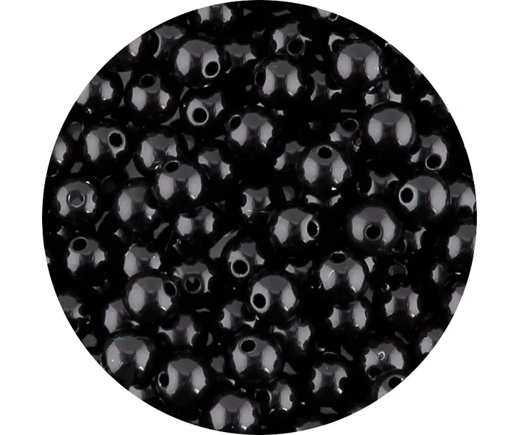 Koraliki Gładkie Klasyczne Kulka 8mm 100szt Akryl Czarne różaniec komunia